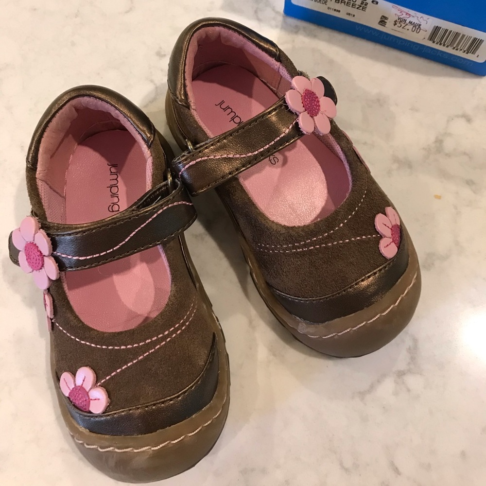 Jumping Jacks Brown with pink shoe- size 5